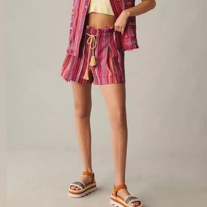 New Anthropologie Boho Tasseled Paperbag Shorts XS